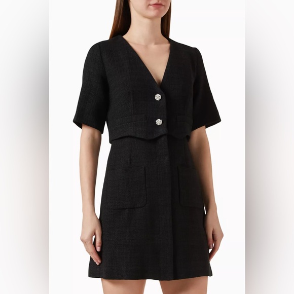 *SOLD* Sandro Manhattan Tweed Two Piece Mini Dress size 40 - Picture 2 of 7